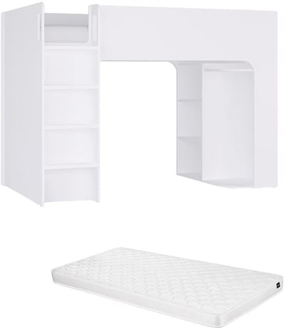 Vente-unique Hoogslaper hout wit 90 x 190 cm