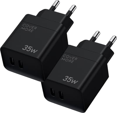 35w snellader geschikt voor iPhone en Samsung usb C - 2 poorten - Klein - Power adapter - Oplader - Lader - Stekker - 2 stuks - Zwart