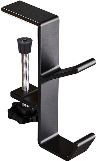 Metalen hoofdtelefoonhaak, hoofdtelefoonhanger met dubbele haak, universele gamingheadset van aluminiumlegering, standaard onder tafel, antislip, verstelbare hoofdtelefoonhanger voor op het bureau