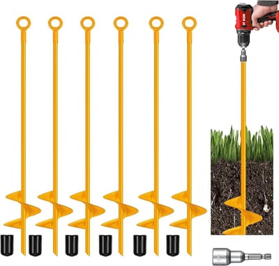 Grondanker Set - Spiraal ankers - Buiten Bevestigen - Versterkte Helix - 6 stuks 457 cm - Geel