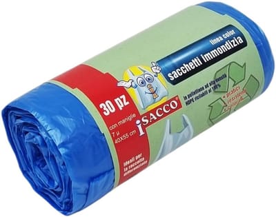 Afvalzakken met handgrepen - Vuilniszakken scheiding - Afval sorteren thuis - Gemakkelijk sluiten - 40 x 55 cm - Blauw