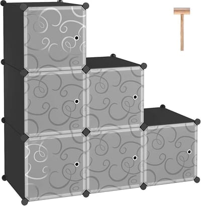 Opbergkast Kubussen - Modulair Systeem - Ruimte Organiseren - Met Deuren - 93 x 32 x 93 cm - Zwart