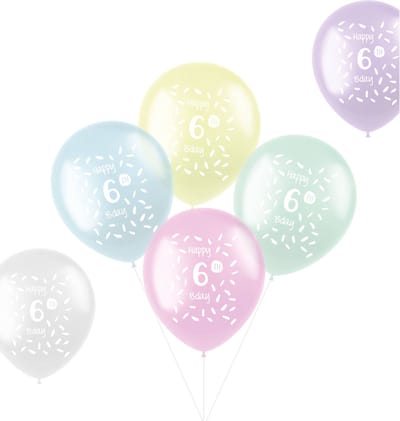 Folat - Ballonnen Pastel 6 Jaar 33 cm – 6 stuks