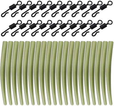 Dailygoods- Swivels 40 Stuks - Anti-wirwar Mouwen - Snelwissel Draaiknopen - Karpervissen Accessoires - Koolstofstaal/Rubber - Geschikt voor Zoet/Zout Water - Visaccessoires