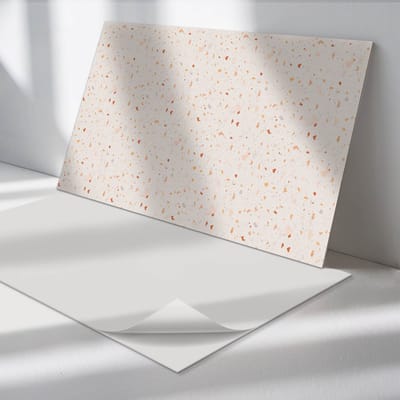 Wallfluent Vinyl Wandpaneel - Abstract Terrazzopatroon PVC Muurpaneel - 120 cm x 60 cm - Romig PVC wandpaneel - 1 stuk - Rechthoekig Wandbekleding Vinyl - Texturen Wandpaneel - Zelfklevende Wandbekleding - Wandpaneel Keuken en Badkamer