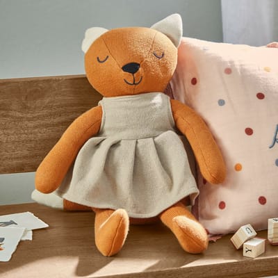 LOBERON Knuffeltje Fuzzlin oranje/grijs