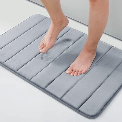 Badmat van traagschuim, absorberend, antislip, wasbaar, 50 x 80 cm, grijs