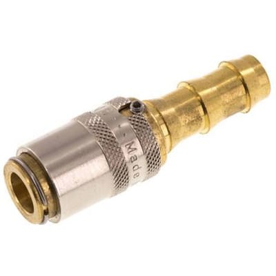 Messing DN 6 Tempereerkoppeling Snelkoppeling 9.5 mm Slangpilaar Loskoppelbeveiliging