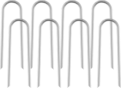 U-haringen Set - Grondpennen Stalen - Buiten Beveiligen - Hoge Trekkracht - 30 cm Lengte - Zilver Zwart