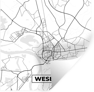 Muurstickers - Sticker Folie - Stadskaart - Plattegrond - Wesel - Kaart - 100x100 cm - Plakfolie - Muurstickers Kinderkamer - Zelfklevend Behang XXL - Zelfklevend behangpapier - Stickerfolie