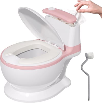 Peuter Toiletbril voor Zindelijkheidstraining, Realistisch Potty met Spatbescherming en Anti-slip Basis voor Kinderen van 1-6 Jaar