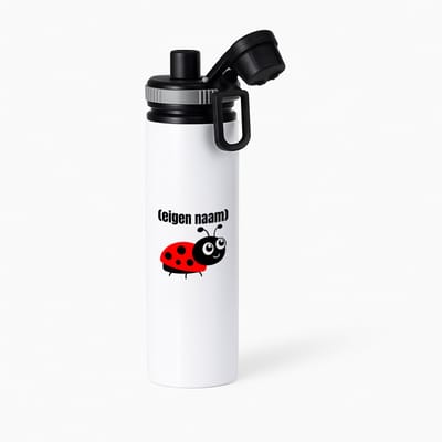 Hacebo® - lieveheersbeestje met eigen naam waterfles met draaidop grijs - Lieveheersbeestje - lieveheersbeestje liefhebbers - iemand die houdt van lieveheersbeestjes - verjaardag - cadeau - kado - water fles - 850ML
