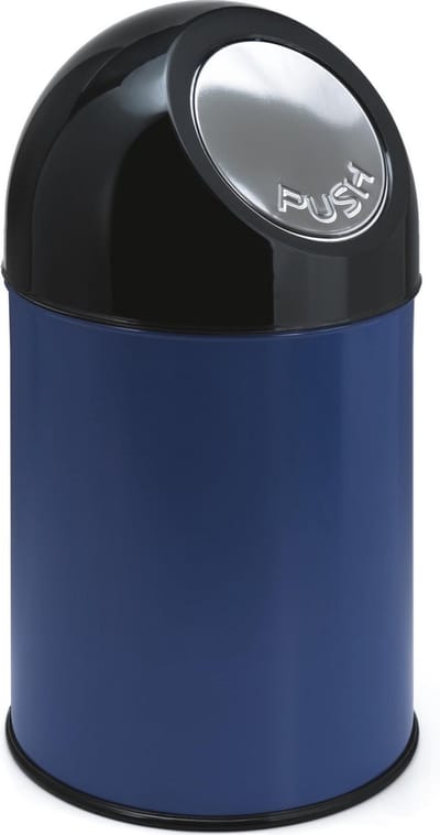 V-part - Afvalbak met pushdeksel 30 ltr - Steel Plastic - blauw, zwart
