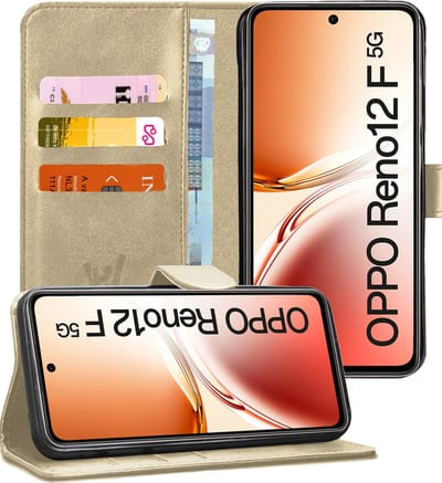 Hoesje geschikt voor Oppo Reno 12F / 12FS - Portemonnee Book Case Goud