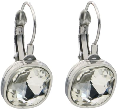 Oorbellen - RVS - kristal - 2,5 cm - wit