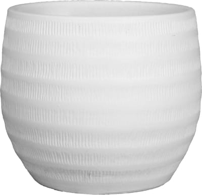 Floran Bloempot Lena - wit - mat - geribbeld - keramiek - 14 x 11 cm - plantenpotten binnen