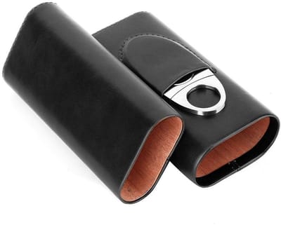 Allecto - Mini Ceder Hout Sigarenkist - Portable Cigar Box - Zwart - Cigar Cutter - Gemakkelijk mee te nemen - Ideaal voor reizen