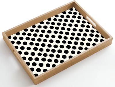 Dienblad hout 50x35 cm - Schootdienblad - Klassiek - Stippen - Zwart - Borrelplank rechthoek - Plateau dienbladen