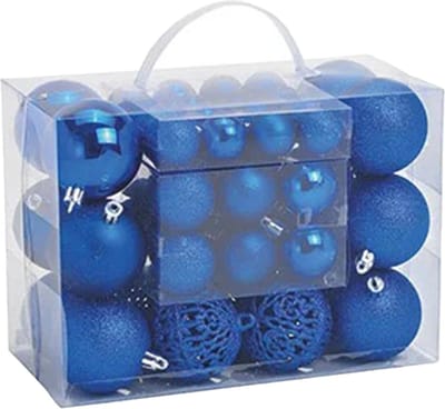 G. Wurm Kerstballen - set 50x st - blauw - mix 3, 4 en 6 cm - kunststof - pakket - kerstversiering