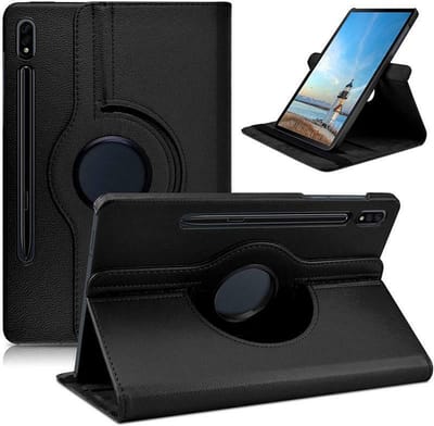 Draaibaar Hoesje - Rotation Tabletcase - Multi stand Case Geschikt voor: Samsung Galaxy Tab S9 FE+ Plus (SM-X810/SM-X816B/SM-X818U) & Tab S9 Plus (SM-X610/SM-X616) 12.4 inch 2023 en Galaxy Tab S10 Plus - Zwart
