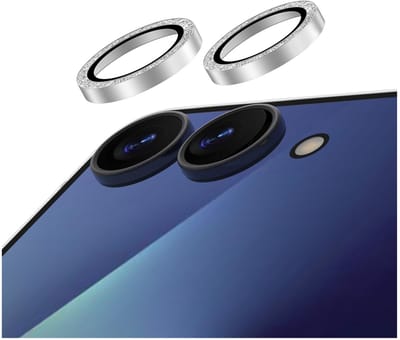 AVY Camera Lens Protector Rings | Geschikt voor Samsung Galaxy Z Flip 7 | Camera Lens Protector Glas | Schokbestendig | Krasbestendig | met Applicator | Glitter Zilver