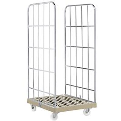 Rolcontainer, 2-zijdig, kunststof vloerplaat, 724 x 815 x 1660 mm, grijs (RAL 7032)