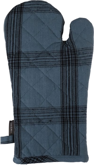 Linen & More - Ovenwant 'Black Check' (Mirage Blue)