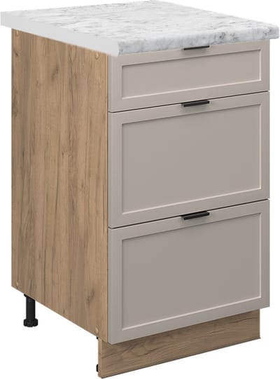 Vicco Fame-Line Keukenonderkast – 50 cm, WB Marmer GrijsBeige