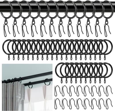 130 stuks metalen gordijnringen, 3 cm gordijnringen met haken, ophanghaken met oogjes, decoratieve clips voor - ShopVlot