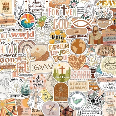 Boho Christelijke Stickers - 160 Waterdichte Vinyl Decals voor Waterflessen, Laptops en Bijbels, Perfect voor Kinderen en Leraren