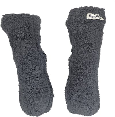 BamBella® - Teddy sokken - maat 35 t/m 41 - Warme winter fluffy dames huissokken antislip Zwart