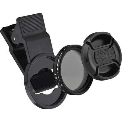 Andoer 37MM Professionele Clip-on Telefoonfilterlens ND2-400 Verstelbare Neutral Density Filter met zwart