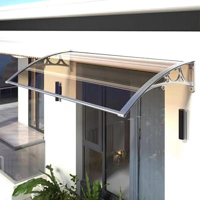Deur Luifel - Regenkap - Bescherming Buiten - Aluminium Frame - 60x350cm - Bruin