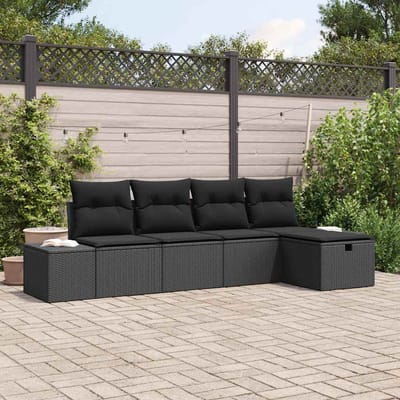 vidaXL - Bankstel - 6 - st - poly - rattan