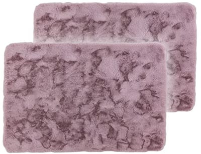 Baddeken Set van 2 - Zachte Badmat Roze - Decoratieve Antislip Badkamermat 67x110 cm