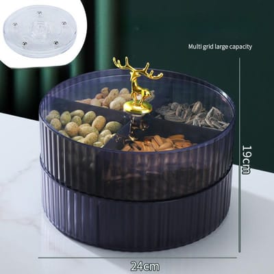 Multifunctionele Fruitschaal Draaibaar met dekselvak opbergdoos voor gedroogd fruit snackplateau fruit snoepschaal Kerstmis
