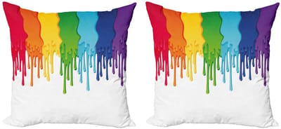 ABAKUHAUS Abstrakt Kussenhoezen Set – 2×50×50 cm – Dubbelzijdig bedrukt – Regenboog