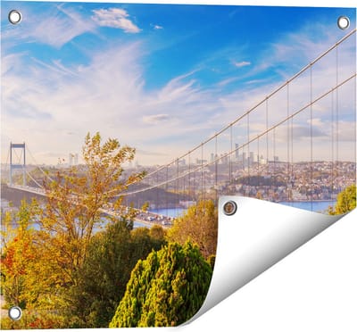 Gards Tuinposter Bosphorus Brug in Instanbul - 50x40 cm - Tuindoek - Tuindecoratie - Wanddecoratie buiten - Tuinschilderij