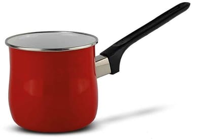 Schäfer Mokkakocher 0,55 Liter - melkpannetje – Emaille Koffiepot – Warmte-diffusie – Hittebestendige Handgreep – Rood