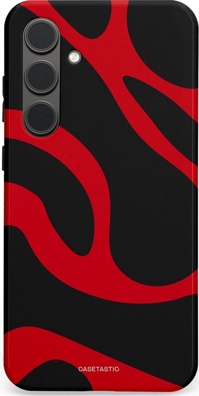 Casetastic hoesje geschikt voor Samsung Galaxy S24 Plus - Dubbellaagse bescherming - Vurige Zwarte Lava Stroom - Fashion Case - Zwart Rood