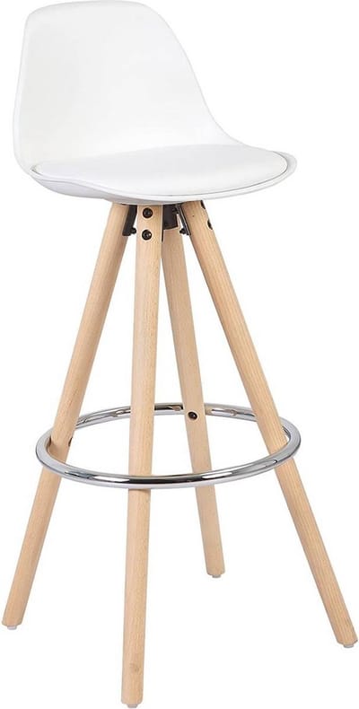 Barkrukken Set 75cm Wit - Zithoogte 75cm, Kunstleer en Met rugleuning - Voor Eetkamer, Keuken en Woonkamer