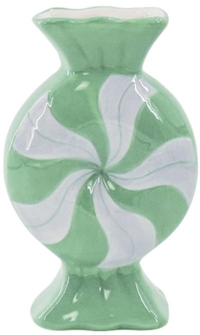 Housevitamin Bloemenvaas- Toffee snoepje- Keramiek- Lila/ Mint- 12x6,5x20cm