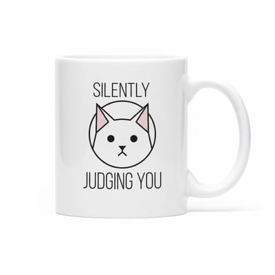 “Silently Judging You” Kattenmok 330 ml – Grappig en Schattig Poezenontwerp – Perfect Cadeau voor Kattliefhebbers & Huisdierbezitters