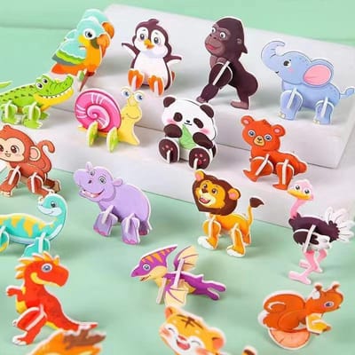30 PIÈCES Mini Dinosaure 3D Dessin Animé Voiture Puzzle en Papier Animaux Amusants Jouets DIY pour Cadeaux d'Anniversaire Faveurs de Fête Récompenses Maternelle gray