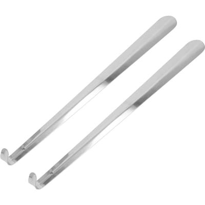 2 stuks 52cm Schoenlepel Roestvrij Staal Lange Metalen Schoenlepel Schoen Helper Lepel Drager met Haak white