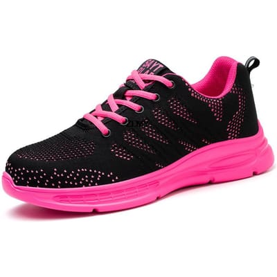 Veiligheidsschoenen Dames Stalen neus Sneakers Ademend Lichtgewicht Werklaarzen Anti-smash Anti-lek Vrouwen Veiligheidswerkschoenen Dames 40 roze