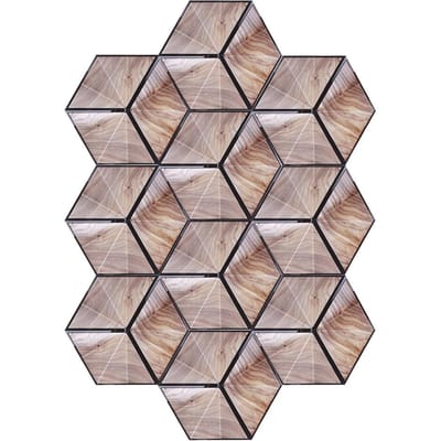 Zeshoekige Imitatie Houtnerf Keramische Tegelstickers Waterdichte Antislip Vloersticker Decoratie gray