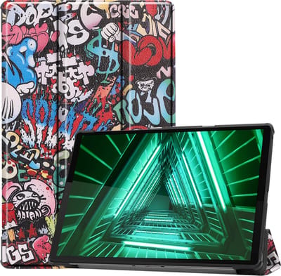 Hoesje - Geschikt voor Lenovo Tab M10 FHD Plus (2e / 2nd Generatie) - Dun & Stevig - Hardcover Book Case - Trifold Bookcase Hoes - Hard Cover - Tablethoes - Graffity