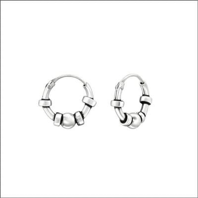 Aramat Jewels | Oorringen | 925 Zilveren Bali Oorringen Geoxideerd - Etnisch Design | 10mm / Oss | |2mm | Zilver | Kinderen, Volwassenen | Verkleurd niet