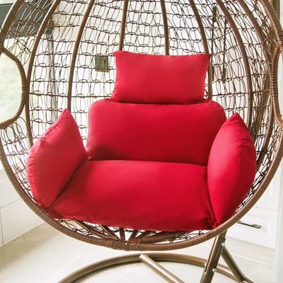 Hoge Kwaliteit Buiten Strandstoelkussen Hangend Ei Mand Schommelkussens Tuin Rotan Mand Moderne Terras Schommelstoel Kussen 54X35cm wijnrode kleur